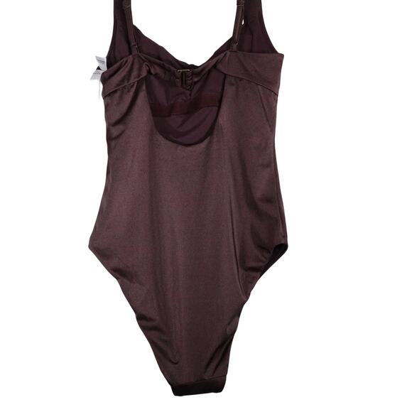 New Andie Swim Nadi Licorice Brown Satin Swimsuit Small Tall Long Torso 2246 - Picture 6 of 12